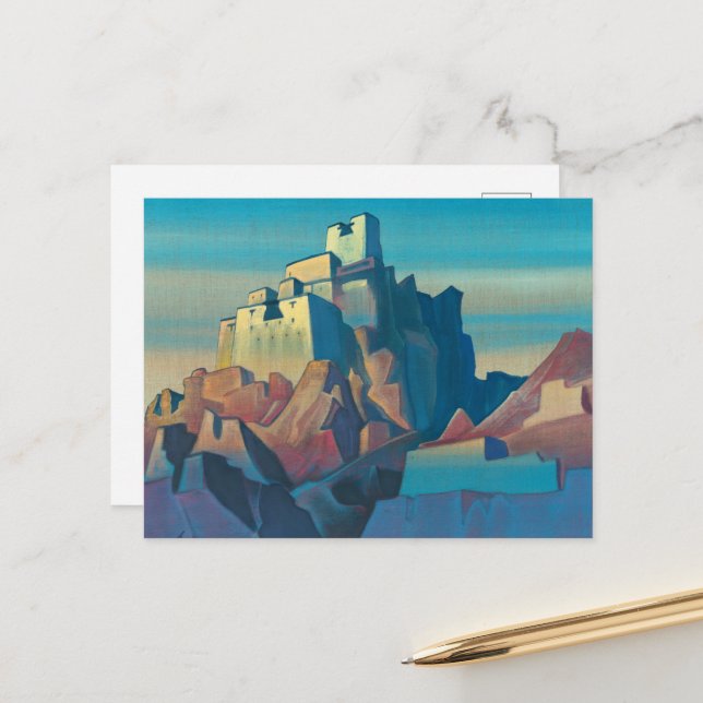Cartes Pour Fêtes Annuelles Château du Ladakh par Nicholas Roerich (Devant/Arrière en situation)