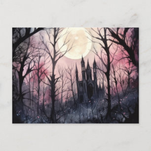 Cartes Pour Fêtes Annuelles Château gothique Pleine lune Forêt Halloween