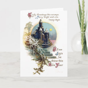Cartes Pour Fêtes Annuelles Château vintage du Nouvel An
