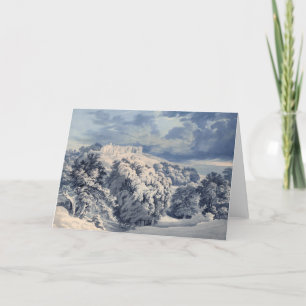 Cartes Pour Fêtes Annuelles Château vintage sur une aquarelle de paysage