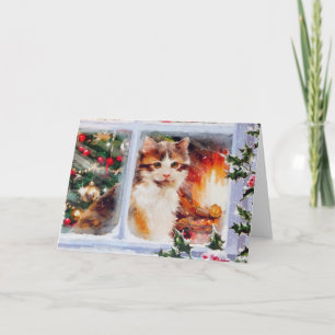 Cartes Pour Fêtes Annuelles Chaton de Noël