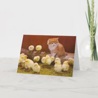 Cartes Pour Fêtes Annuelles Chaton et poussins de Pâques