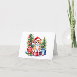 Cartes Pour Fêtes Annuelles Chaton Père Noël orange et blanc, Beaucoup de cade