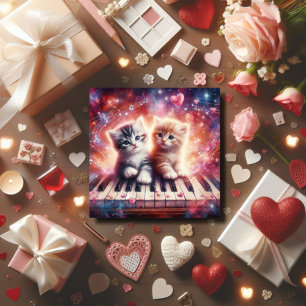 Cartes Pour Fêtes Annuelles Chatons colorés Piano Christian Valentine