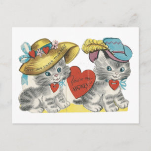 Cartes Pour Fêtes Annuelles Chatons vintages En Casquette Valentine Copie