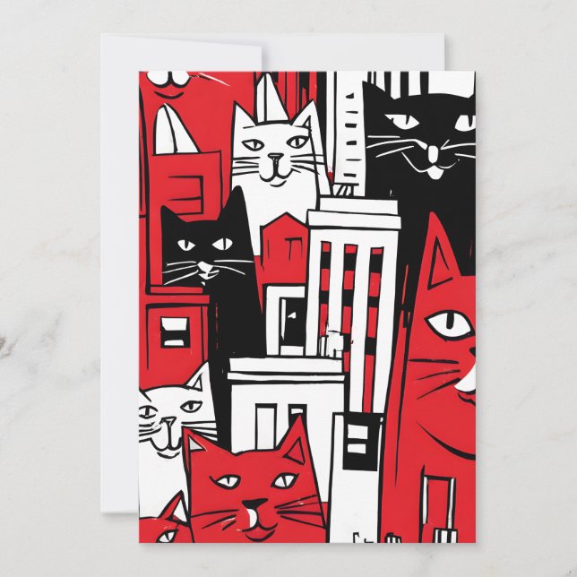 Cartes Pour Fêtes Annuelles Chats à New York (Devant)