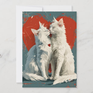Cartes Pour Fêtes Annuelles Chats angora turcs blancs pour la Saint-Valentin 