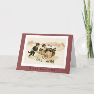 Cartes Pour Fêtes Annuelles Chats anthropomorphes mignons avec chatons Noël