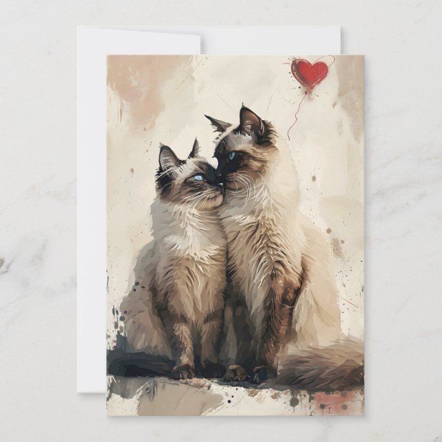 Cartes Pour Fêtes Annuelles Chats Birmans Saint-Valentin  (Devant)