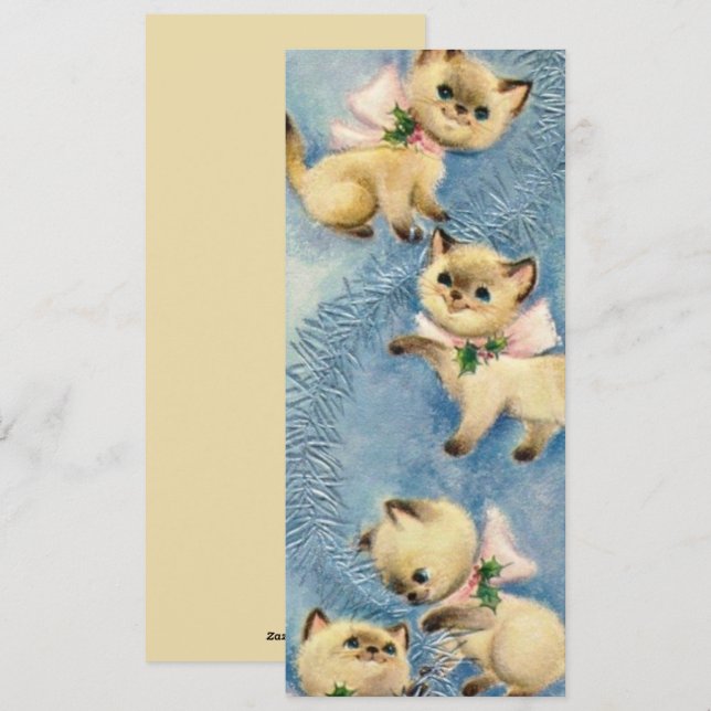 Cartes Pour Fêtes Annuelles Chats chatons rétro vintage mignons  (Devant / Derrière)