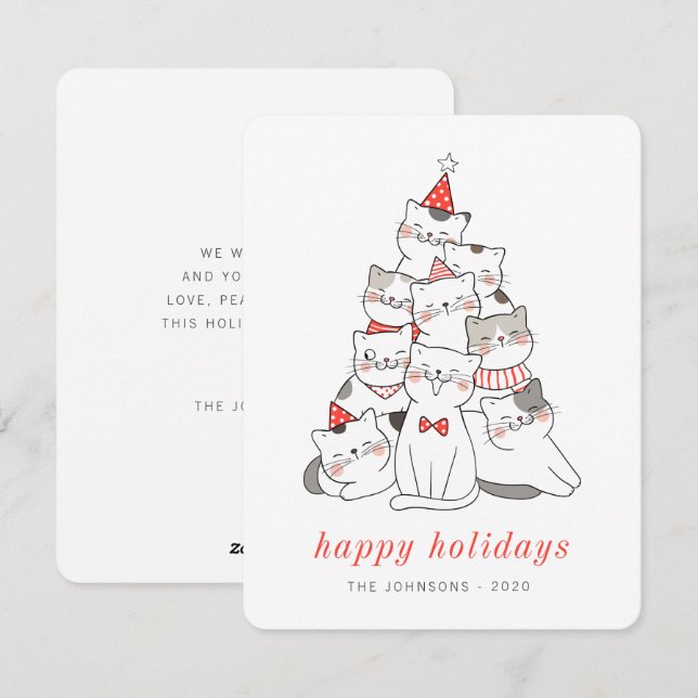 Cartes Pour Fêtes Annuelles Chats chats chats chats chats chats de Noël (Devant / Derrière)