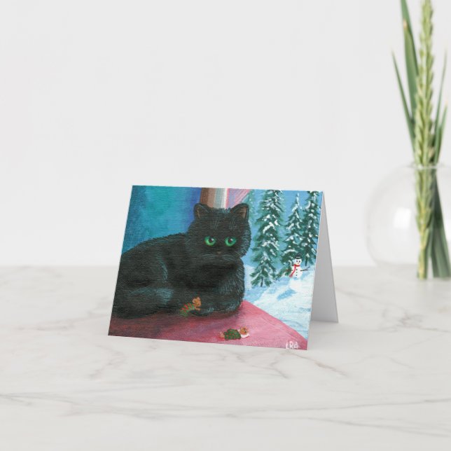 Cartes Pour Fêtes Annuelles Chats Creationarts de bonhomme de neige de souris (Devant)