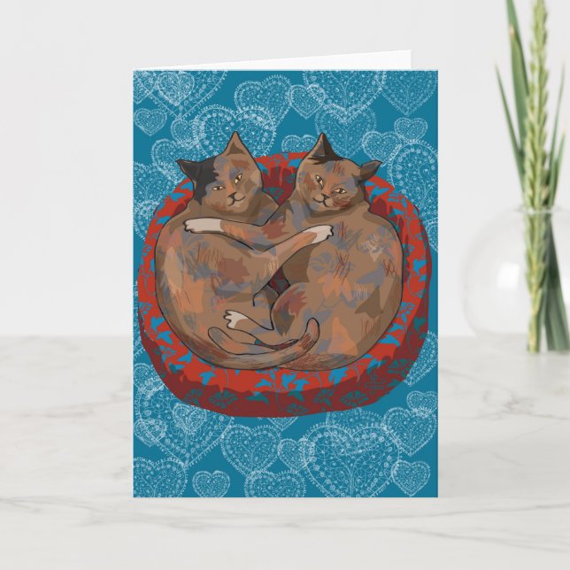 Cartes Pour Fêtes Annuelles Chats dans l'amour : Henry et rubis… (Devant)