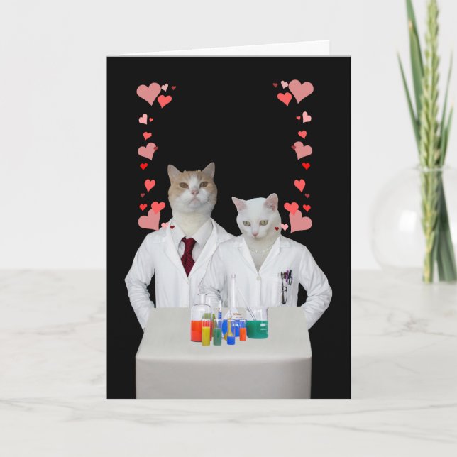 Cartes Pour Fêtes Annuelles Chats de chimie amusante personnalisables (Devant)