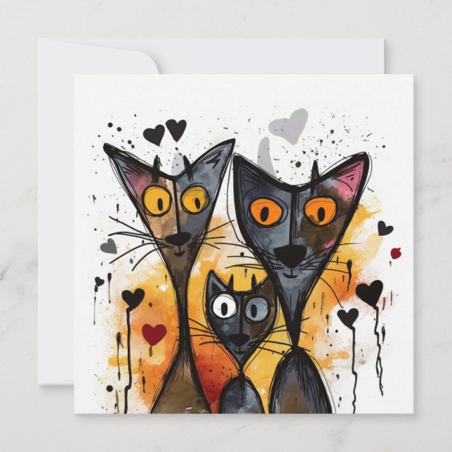 Cartes Pour Fêtes Annuelles Chats de la Saint-Valentin (Devant)