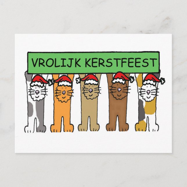 Cartes Pour Fêtes Annuelles Chats de Noël Joyeux de Hollande (Devant)