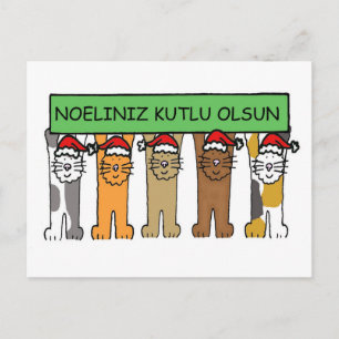 Cartes Pour Fêtes Annuelles Chats de Noël turcs en chapeaux de Noël