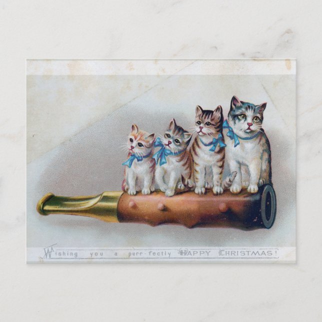 Cartes Pour Fêtes Annuelles Chats de Noël victoriens (Devant)