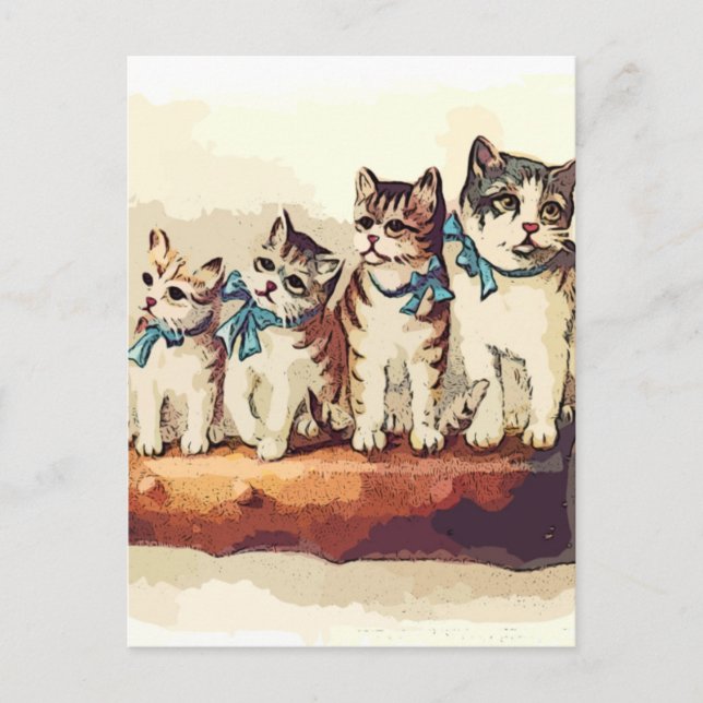 Cartes Pour Fêtes Annuelles Chats de Noël victoriens (Devant)