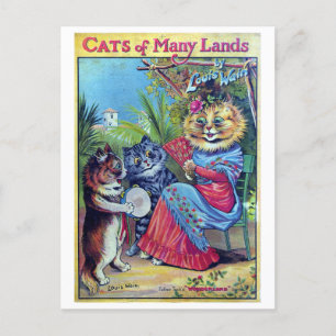 Cartes Pour Fêtes Annuelles Chats de nombreuses terres - Louis Wain