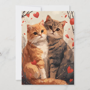 Cartes Pour Fêtes Annuelles Chats écossais pliés Saint-Valentin