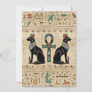 Cartes Pour Fêtes Annuelles Chats égyptiens et croix de cheville