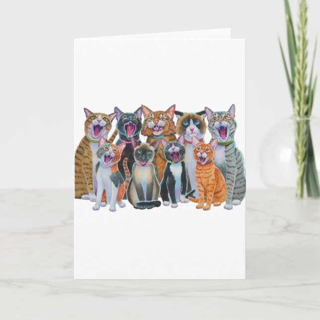 Cartes Pour Fêtes Annuelles Chats en carrosserie (Devant)