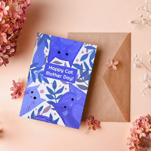 Cartes Pour Fêtes Annuelles Chats et branches Bleues Joyeux jour de mère de ch