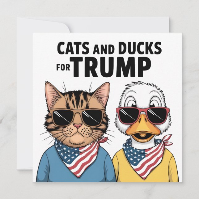 Cartes Pour Fêtes Annuelles Chats Et Canards Pour Le Président Trump, Trump (Devant)