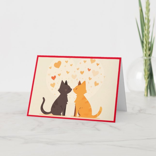 Cartes Pour Fêtes Annuelles Chats Heureuses Saintes-Valentin (Devant)