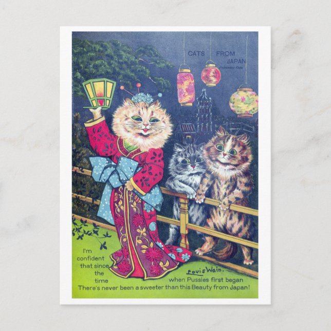 Cartes Pour Fêtes Annuelles Chats japonais - Louis Wain (Devant)