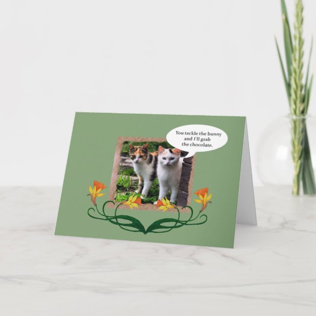Cartes Pour Fêtes Annuelles Chats malfaisants drôles de Pâques (Devant)