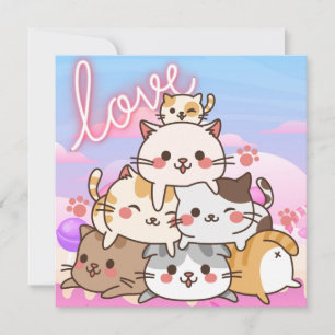 Cartes Pour Fêtes Annuelles Chats mignons
