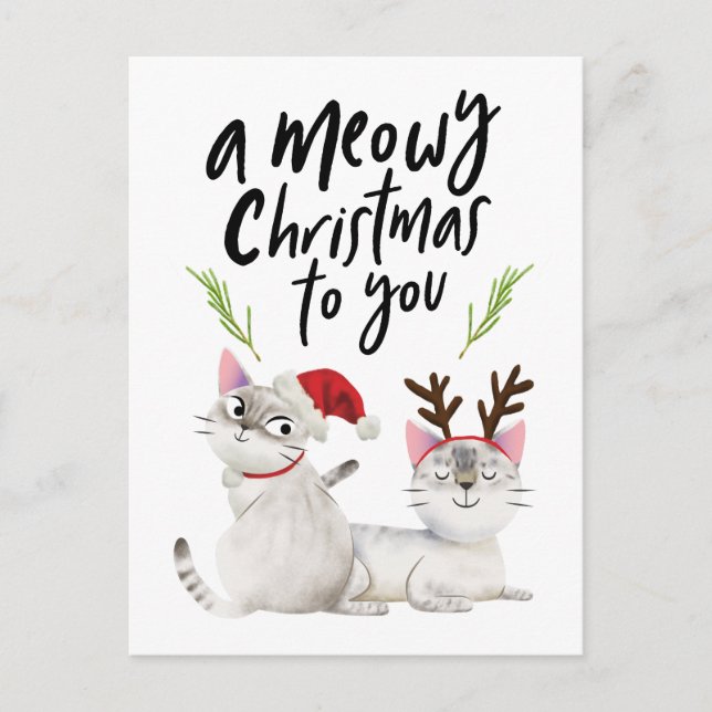 Cartes Pour Fêtes Annuelles Chats mignons Meowny Noël Pour Vous (Devant)