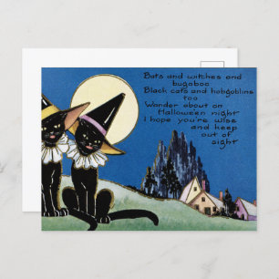 Cartes Pour Fêtes Annuelles Chats noirs d'Halloween vintage