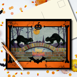 Cartes Pour Fêtes Annuelles Chats noirs d'Halloween vintage