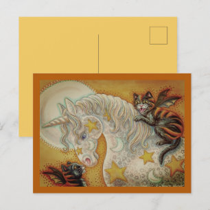 Cartes Pour Fêtes Annuelles CHATS NOIRS FLAMINANTS AVEC HALLOWEEN UNICORN Colo
