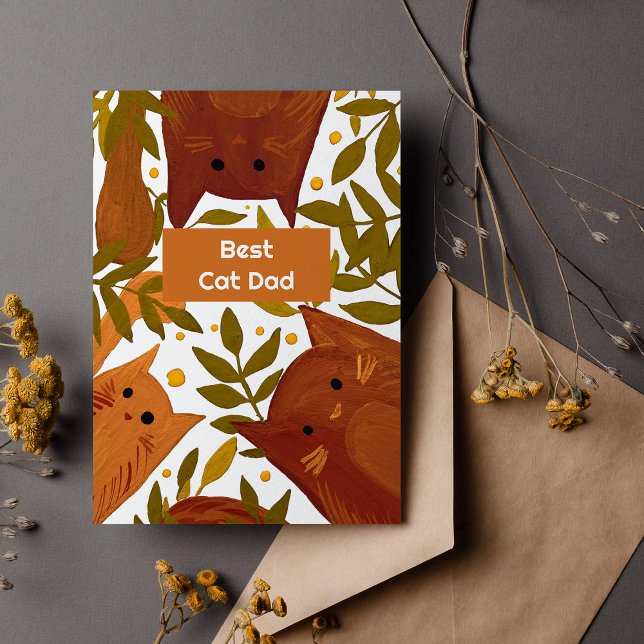 Cartes Pour Fêtes Annuelles Chats orange brûlé & branches Meilleur papa chat (Créateur téléchargé)