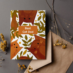 Cartes Pour Fêtes Annuelles Chats orange brûlé & branches Meilleur papa de cha