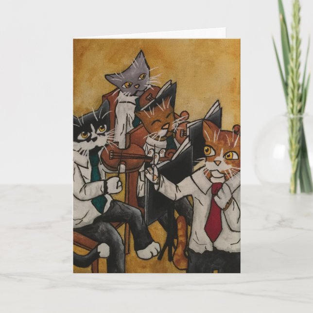 Cartes Pour Fêtes Annuelles Chats orchestraux (Devant)