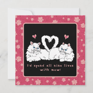 Cartes Pour Fêtes Annuelles Chats Persans blancs avec coeurs Saint-Valentin 