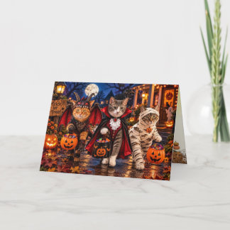 Cartes Pour Fêtes Annuelles Chats qui font Trick-Or-Treat pour Halloween