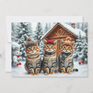 Cartes Pour Fêtes Annuelles Chats tabby en tenue pré-printanière et chapeau d'