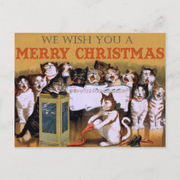 Cartes Pour Fêtes Annuelles Chats vintages de chant salutation de Noël