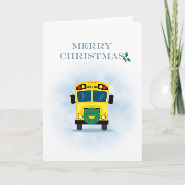Cartes Pour Fêtes Annuelles Chauffeur de bus de l'école de Noël Joyeux (Devant)
