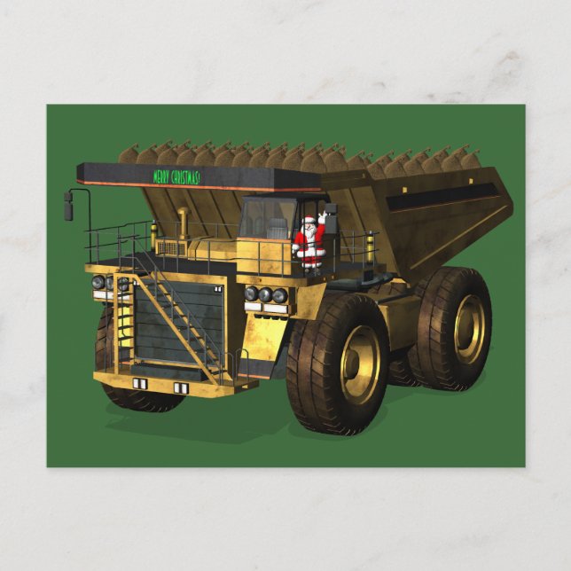 Cartes Pour Fêtes Annuelles Chauffeur de camion de vidage géant Santa Claus (Devant)