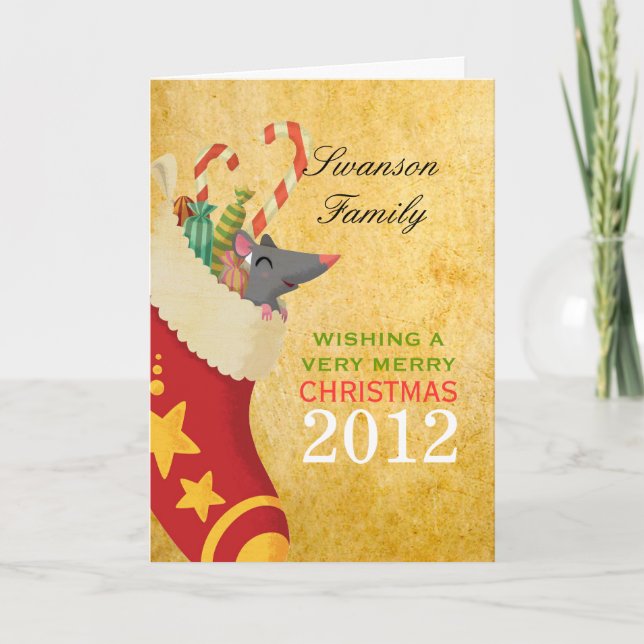 Cartes Pour Fêtes Annuelles Chaussette de Noël (Devant)