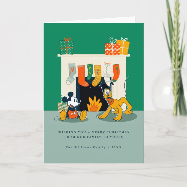 Cartes Pour Fêtes Annuelles Chaussettes de Noël de Mickey et Pluto  (Devant)
