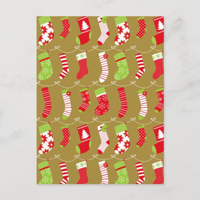 Cartes Pour Fêtes Annuelles Chaussettes d'hiver rétro de Noël (Devant)