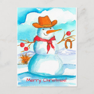 Cartes Pour Fêtes Annuelles Chaussure Cheval Cowboy Snowman Joyeux Noël